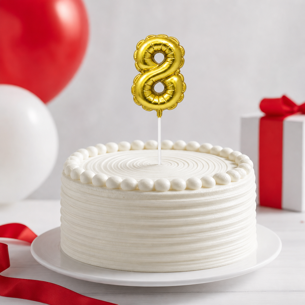 144 Pieces Number 8 Birthday Cake Candle, 9 cm, Gold or Silver Single Candle