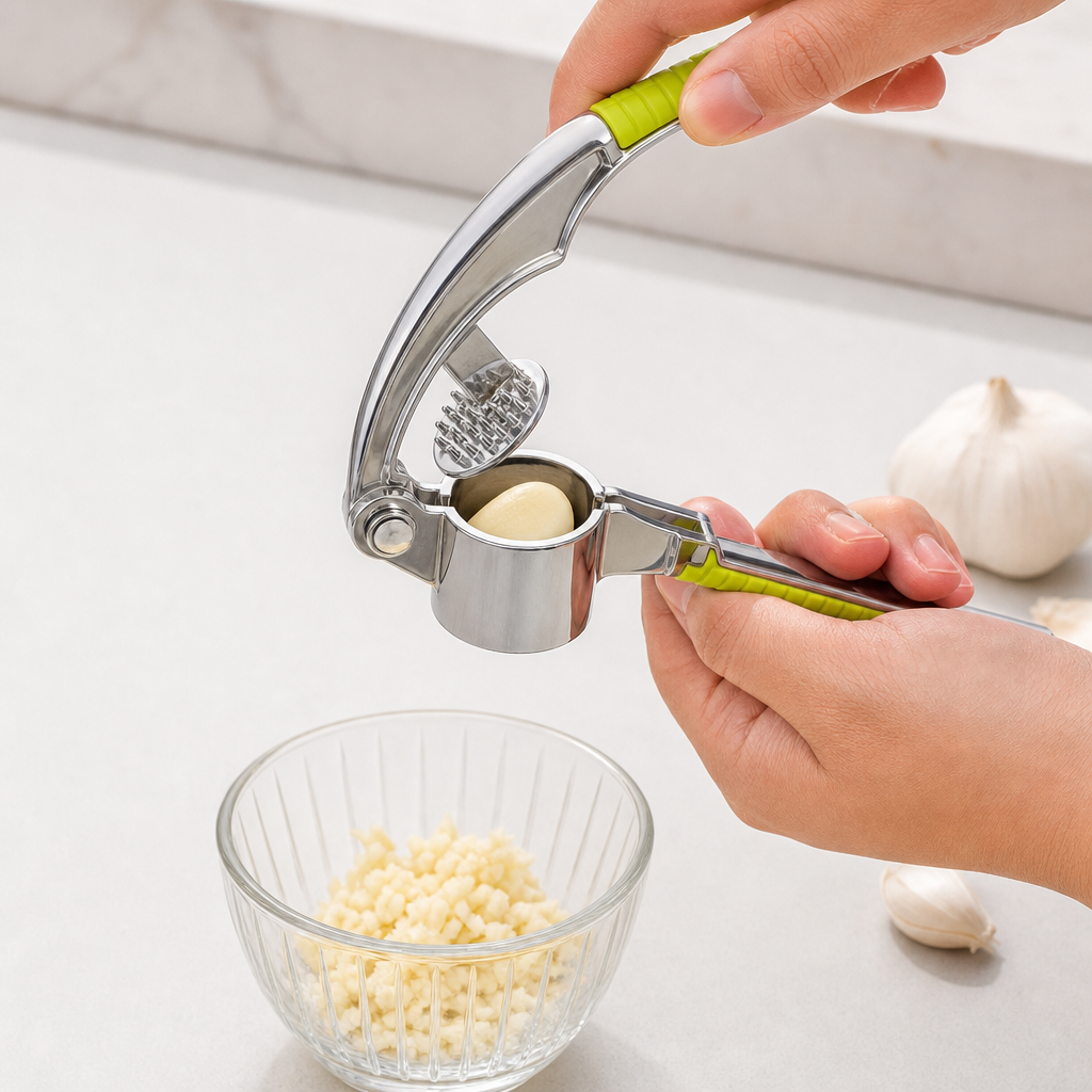 96 Pieces Garlic Presses, Metal Handheld Garlic Crusher with Silver and Green Handles, 1 Piece