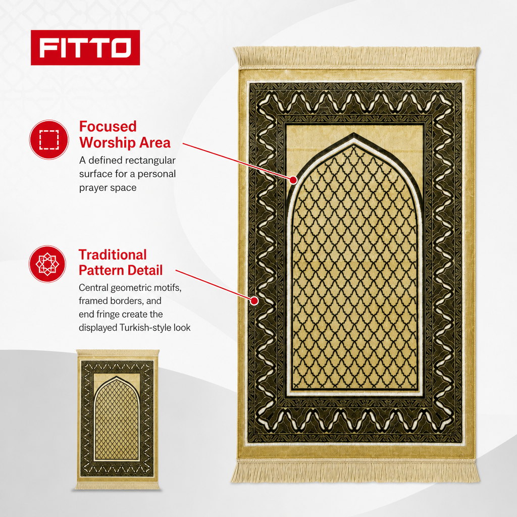 72 Pieces Gold Decorative Prayer Mats, Turkish Style, Geometric Design, 36 x 28 cm