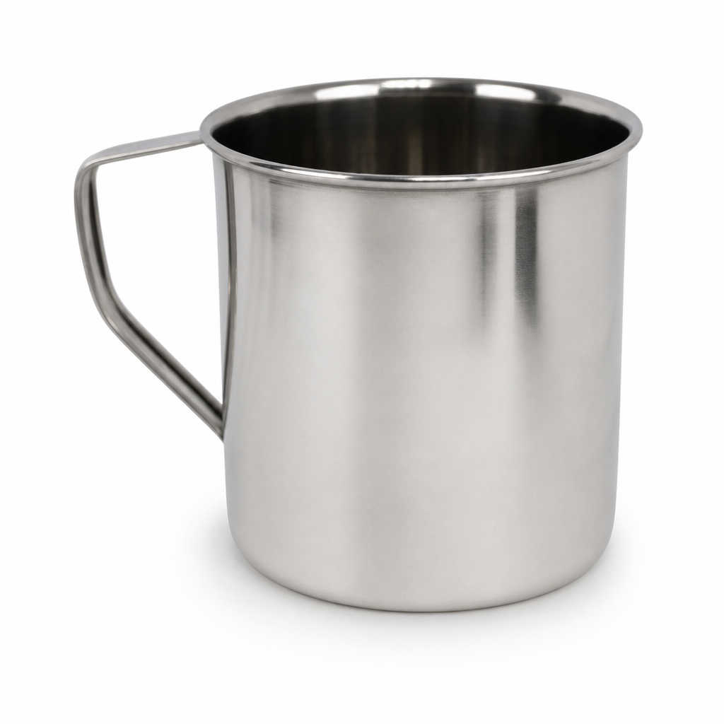 96 Pieces Stainless Steel Water Mug with Handle, 12 cm, Mirror Finish