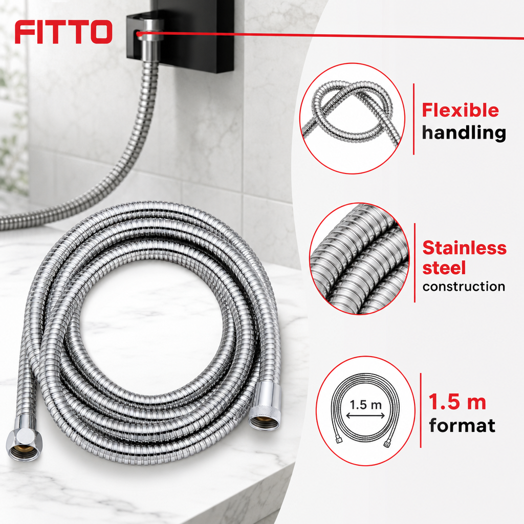 96 Pieces Flexible Stainless Steel Shower Hose, 1.5 m, Silver, 1 Piece