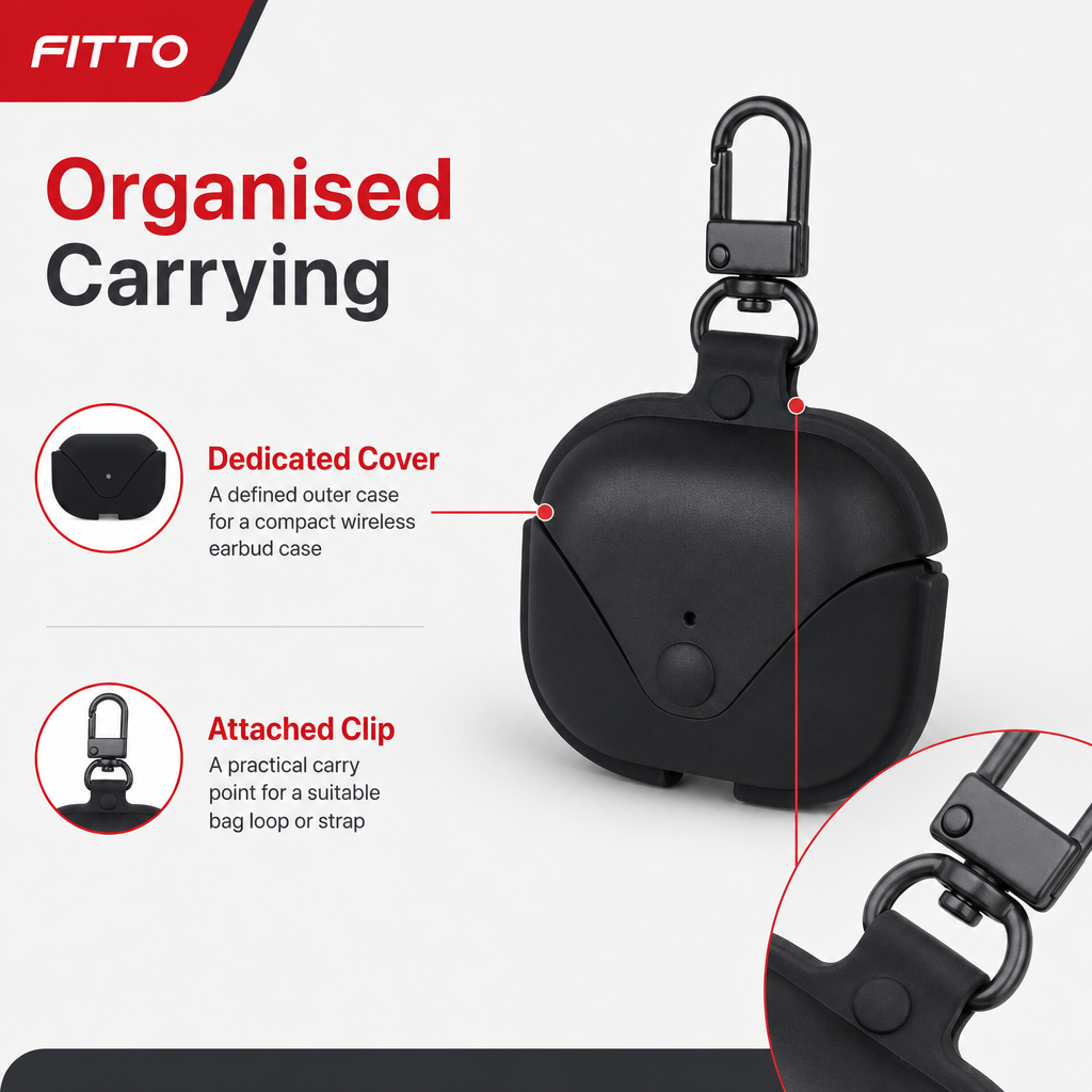 120 Pieces Protective Earbud Cases with Carabiner Clip, Black