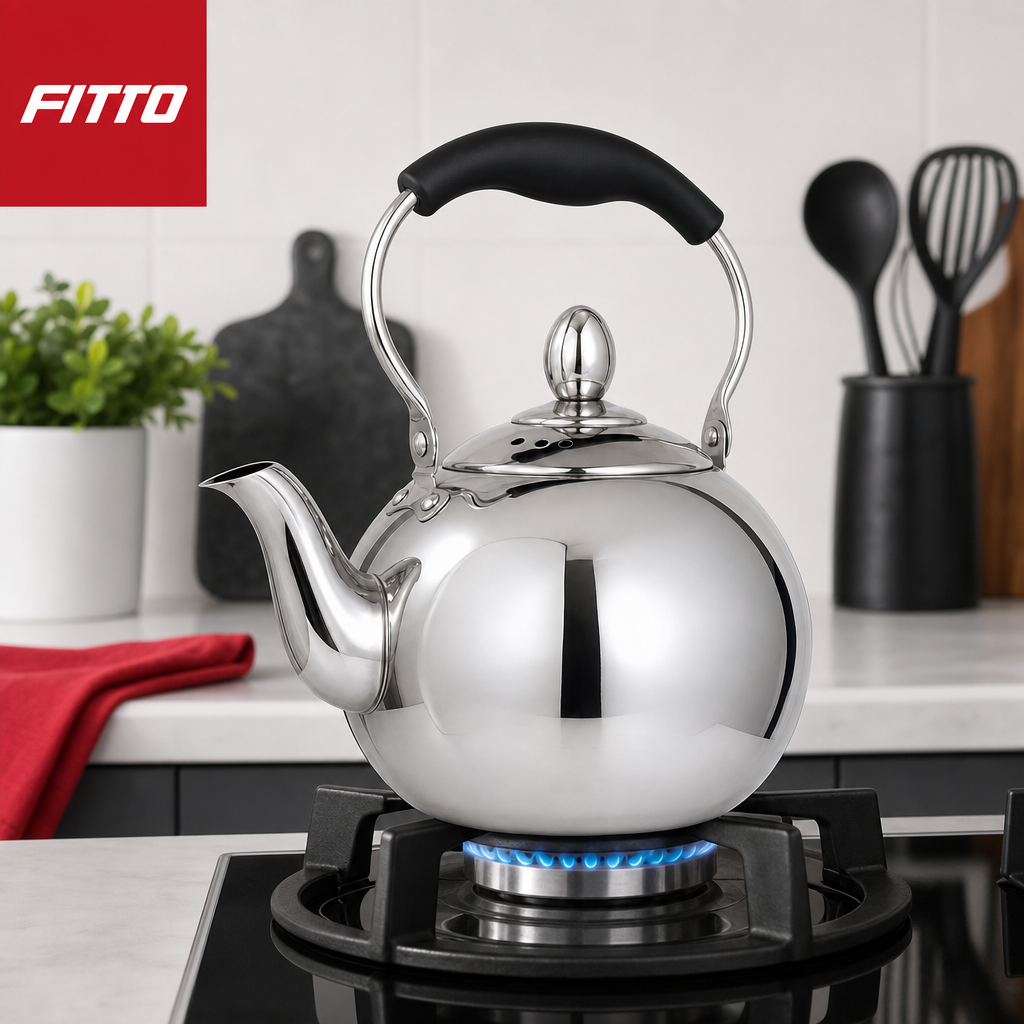 60 Pieces Stainless Steel Stovetop Kettle, 1 L, Silver and Black, 1 Piece
