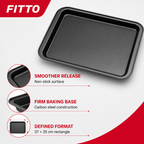 96 Pieces Black Rectangular Carbon Steel Non-Stick Baking Tray, 37 × 25 cm, 1 Piece