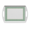 60 Pieces Rectangular Serving Trays with Double Handles, 24 Inch, Grey and Green Patterned Surface