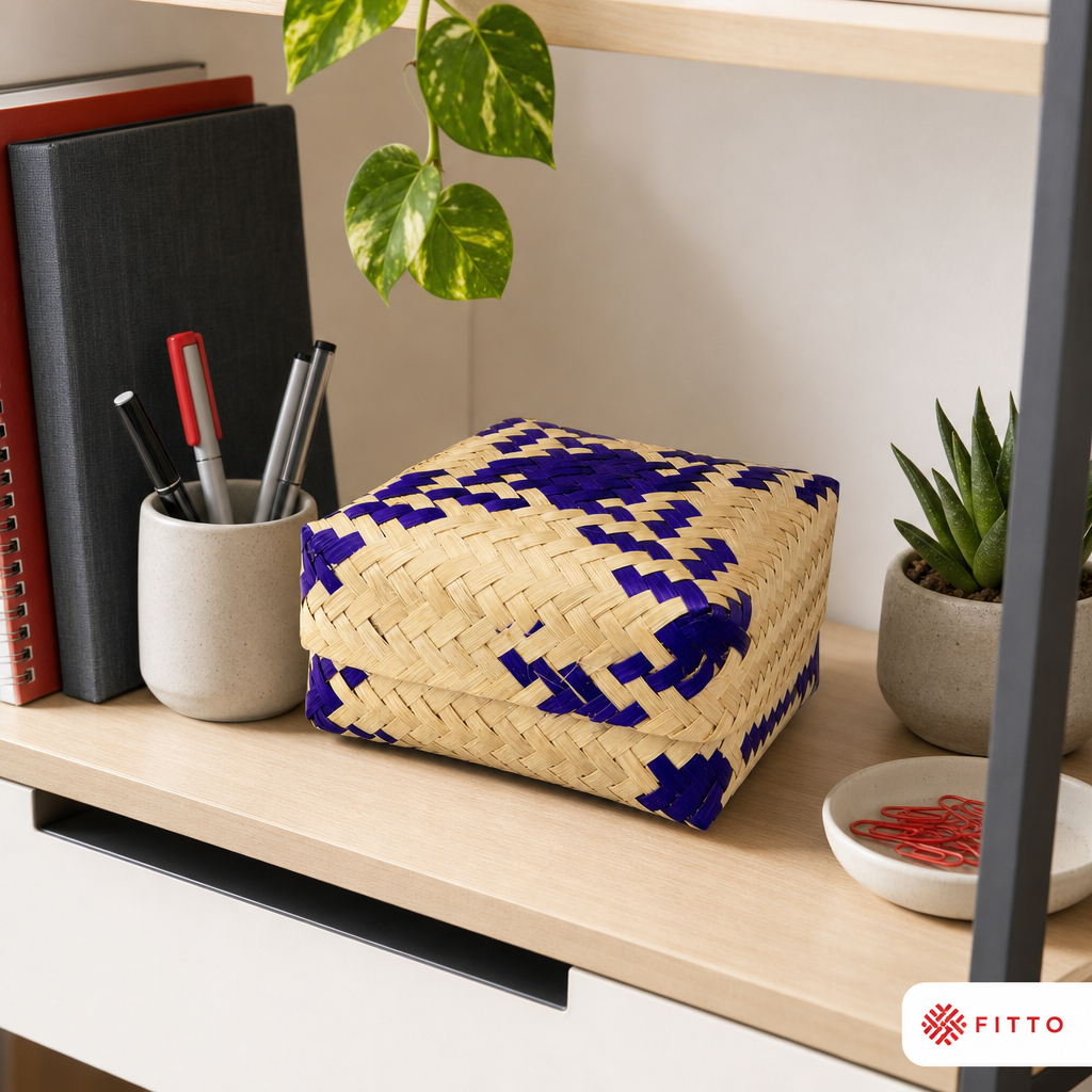 96 Pieces Handwoven Bamboo Square Storage Box with Lid, 5 x 5 in, Assorted Pattern