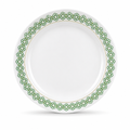 120 Pieces Dinner Plate, 8 Inch, White with Green and Yellow Decorative Pattern