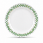 120 Pieces Dinner Plate, 8 Inch, White with Green and Yellow Decorative Pattern