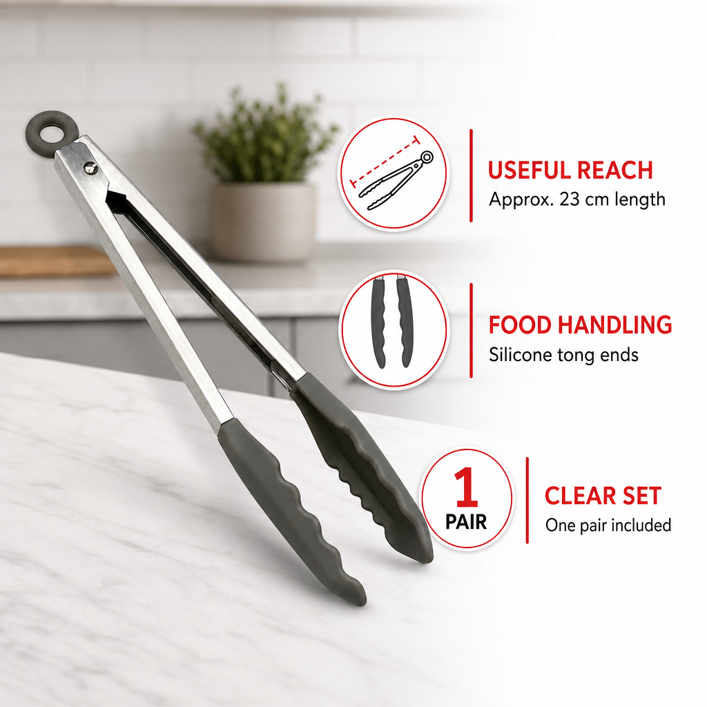 96 Pieces Silicone Food Tongs, 9 Inch, Dark Gray Kitchen Serving Utensil