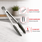 96 Pieces Silicone Food Tongs, 9 Inch, Dark Gray Kitchen Serving Utensil