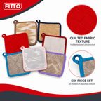 96 Pieces Quilted Fabric Pot Holders, 6-Piece Kitchen Set, Assorted Colours