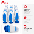 72 Pieces Shoe Cleaning Brushes with Built-In Liquid Dispensers, White and Blue, 6 Pieces