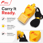 120 Pieces Sports Whistles with Lanyard, Yellow, Single Piece for Coaching, Officiating and Training Sessions
