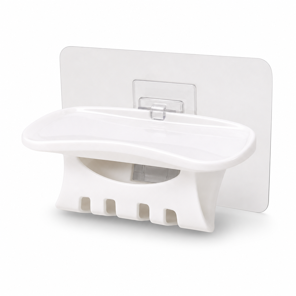 144 Pieces White Adhesive Wall-Mounted Toothbrush Holder with Storage Shelf, 1 Piece