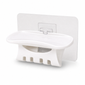144 Pieces White Adhesive Wall-Mounted Toothbrush Holder with Storage Shelf, 1 Piece