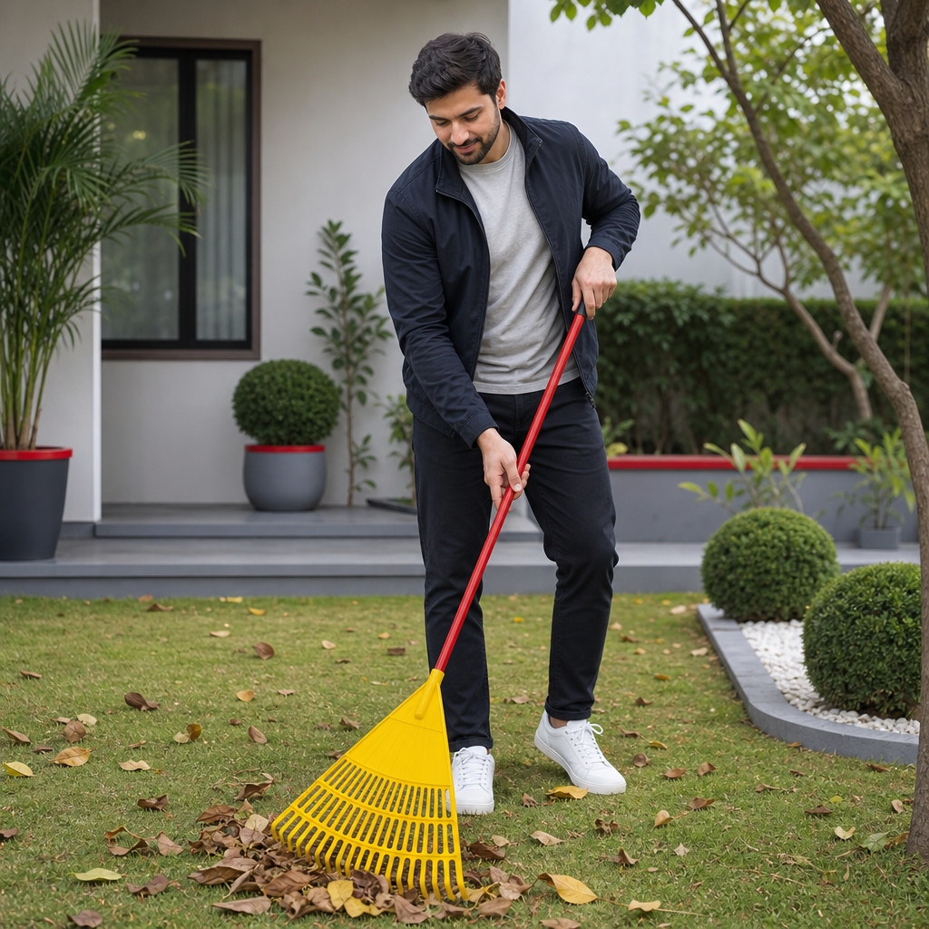 96 Pieces Wide Plastic Leaf Rake, 152 cm Overall, Yellow and Red, 1 Piece
