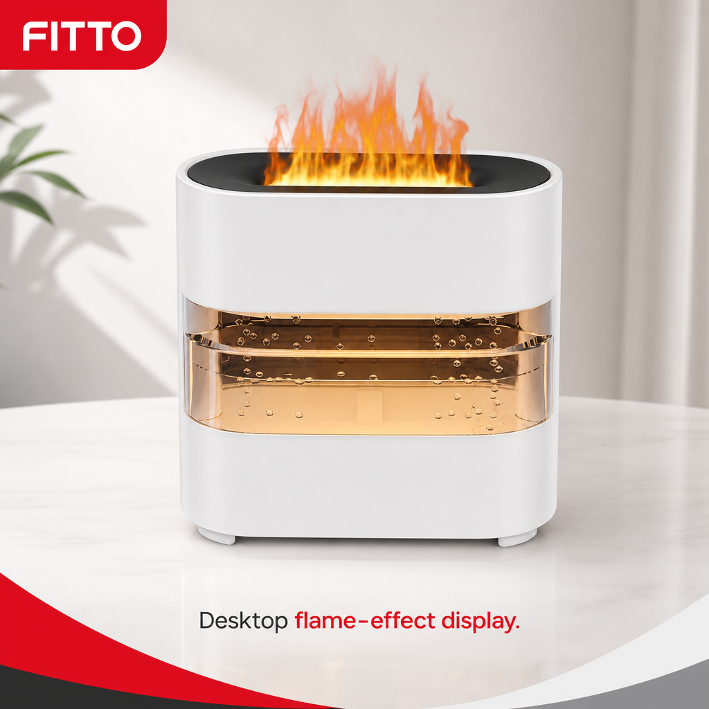 48 Pieces Desktop Flame-Effect Aroma Diffuser and Humidifier, White and Clear, 1 Unit