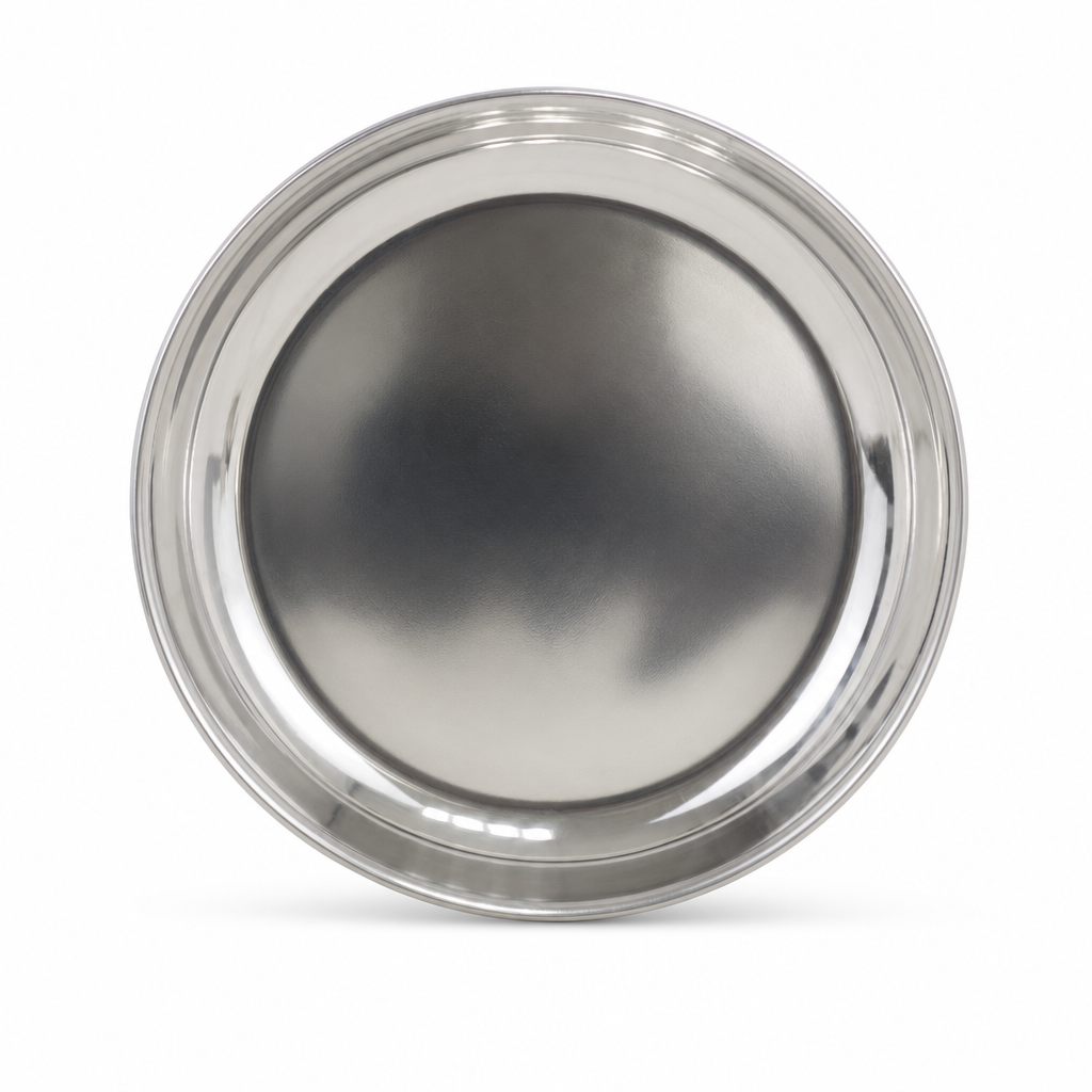 96 Pieces Stainless Steel Rice Plate, Round Serving Tablewares, 23 cm