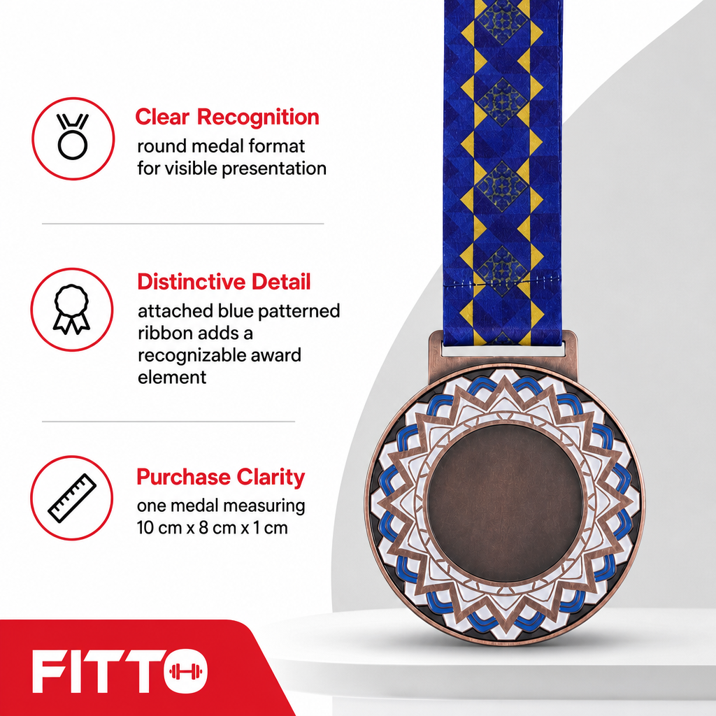 120 Pieces Decorative Sports Medal with Blue Ribbon, Bronze, 10 cm