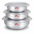 48 Pieces Cookwares Set, 3-Piece Silver Round Cooking Pots, Anodised Aluminium
