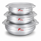 48 Pieces Cookwares Set, 3-Piece Silver Round Cooking Pots, Anodised Aluminium