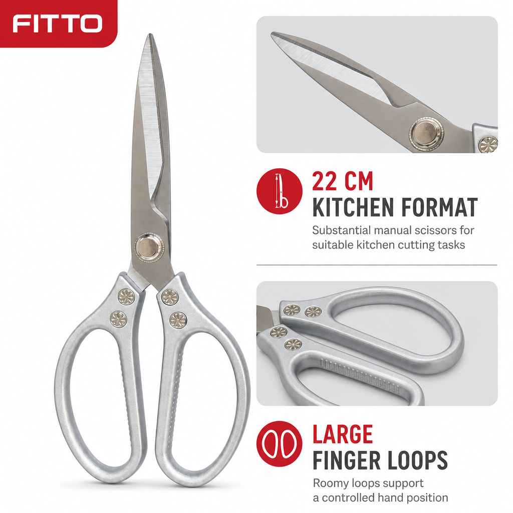72 Pieces Kitchen Scissorses, Heavy-Duty 22 cm Manual Cutting Shears, Silver/Grey, 1 Piece