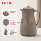 72 Pieces Ribbed Vacuum Flask with Handle and Pour Spout, 1 Litre, Brown or White, 1 Piece