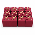 96 Pieces Paper Presentation Boxes with Floral Decoration, Maroon, 7.5 x 7.5 cm, 12 Pieces