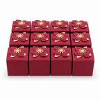 96 Pieces Paper Presentation Boxes with Floral Decoration, Maroon, 7.5 x 7.5 cm, 12 Pieces