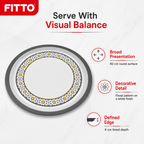 60 Pieces Round Woven Serving Trays, 60 cm, White with Floral Pattern
