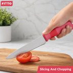 96 Pieces 8 Inch Kitchen Knives with Red PVC Handle and Silver Blade, 1 Piece