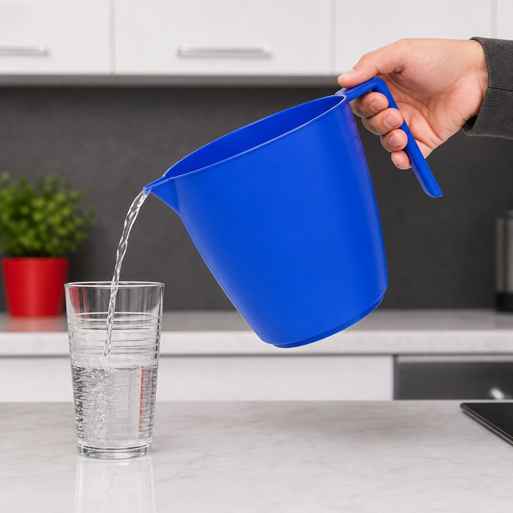 144 Pieces Plastic Pouring Mug with Handle, 2 Litre, Blue