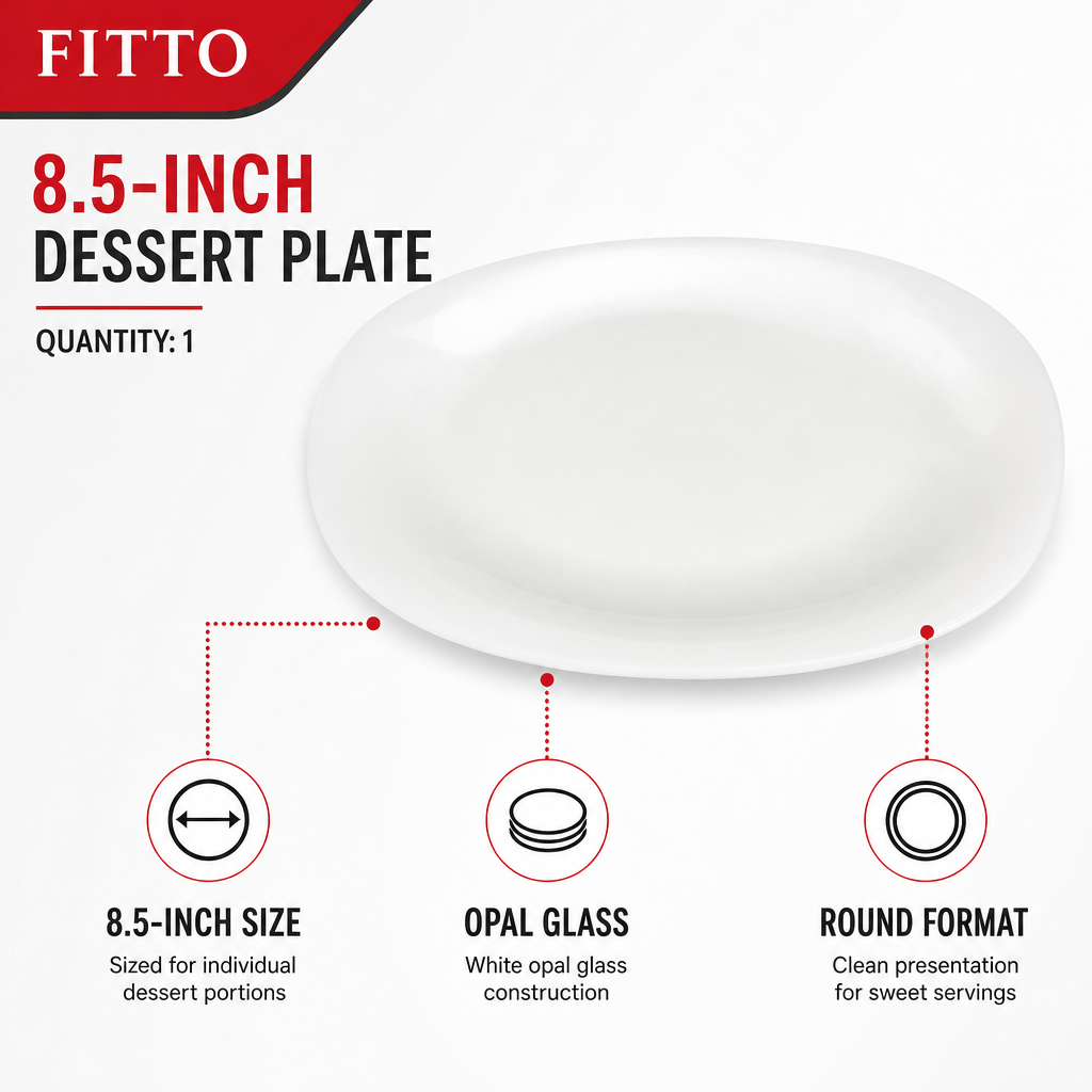 120 Pieces Opal Glass Dessert Plate, Round White 8.5 Inch, Single Piece