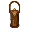 72 Pieces Wooden Decorative Lantern with Handle and Brass-Finish Hardware, Big 24cm