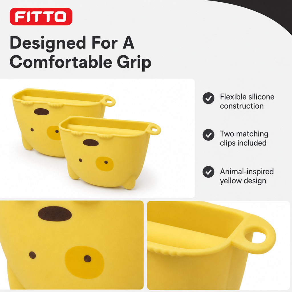 120 Pieces Yellow Silicone Pot Handle Clips, Animal Design, 2-Piece Set for Cookware Handles