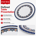 96 Pieces Melamine Round Serving Trays, Wavy Edge, 35 cm, Patterned Design