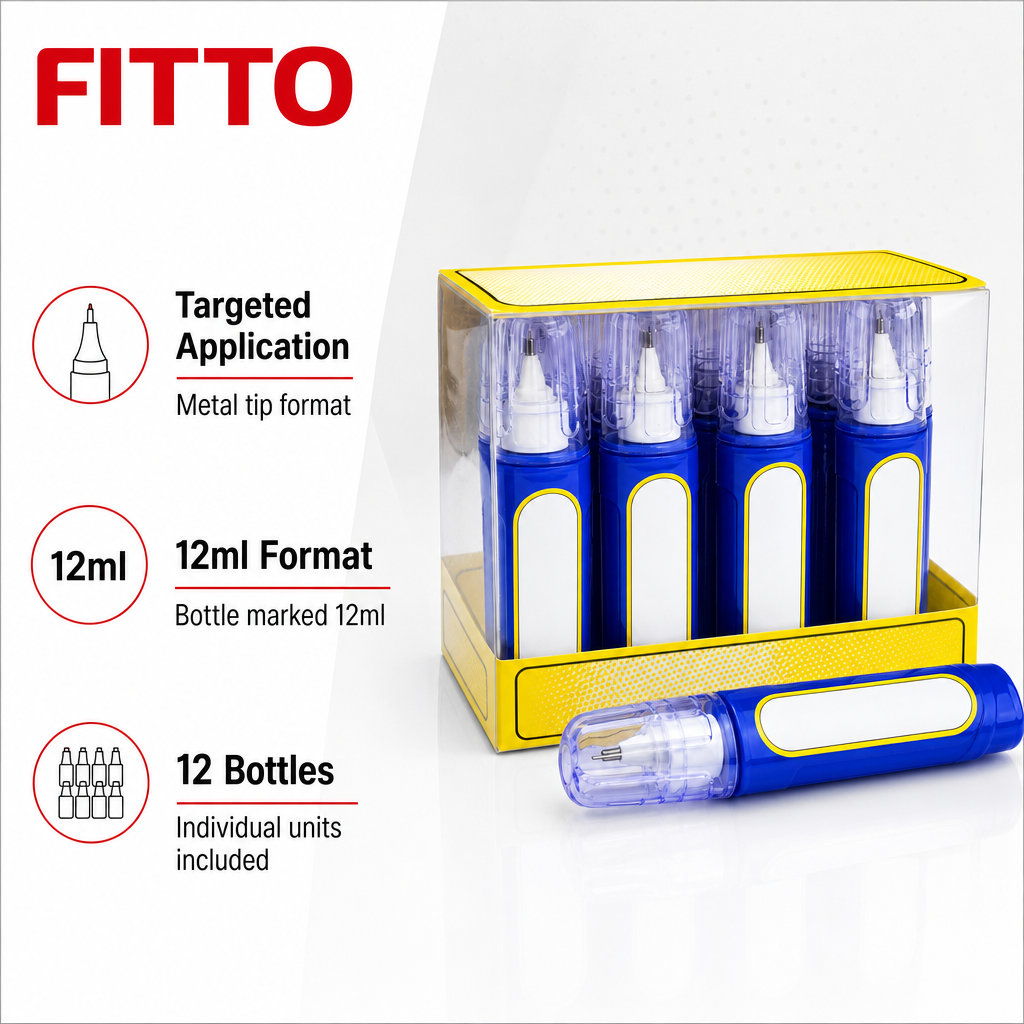 96 Pieces Correction Fluids 12ml With Metal Tip, 12-Pack
