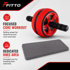 96 Pieces Abdominal Exercise Wheel with Knee Mat, Red and Black Core Training Roller for Home Workouts