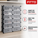 48 Pieces 10-Door Modular Storage Cabinet, Grey And Black, 95 x 37 x 93 cm, 1 Unit