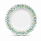 120 Pieces Soup Plate, 10 Inch, White with Green and Yellow Pattern, Round Tablewares