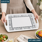 60 Pieces Melamine Rectangular Serving Trays with Double Handles, 24 Inch