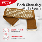 144 Pieces Brown Textured Long Bath Back Scrubber with Handles, 69 cm, 1 Piece