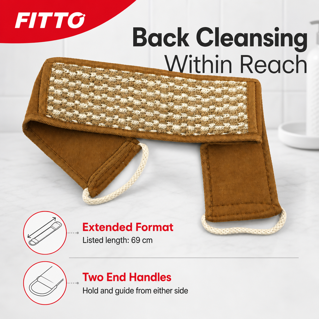144 Pieces Brown Textured Long Bath Back Scrubber with Handles, 69 cm, 1 Piece