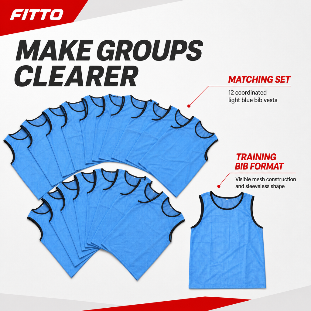 48 Pieces Mesh Sports Training Bib Vests, Small Size, Light Blue, 12-Piece Pack