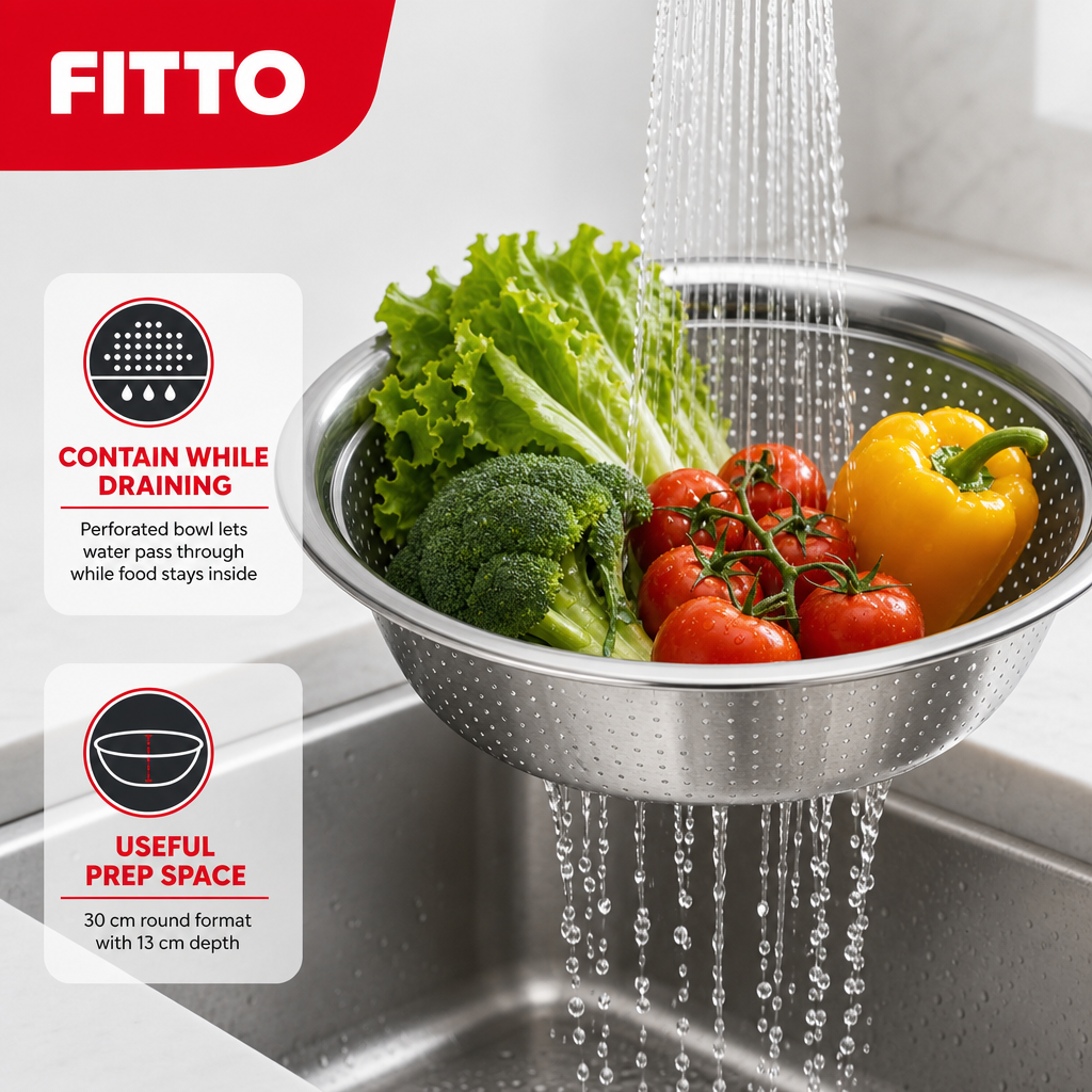 96 Pieces Stainless Steel Colander, 30 cm Round Kitchen Strainers for Rinsing, Draining and Washing Produce