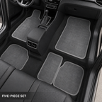 48 Pieces Universal Car Floor Mat Set, 5-Piece Grey Cashmere Fiber Mats with Magic Backing, 75 x 50 cm