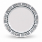 144 Pieces Dinner Plate, 7 Inch, Grey Geometric Border, Single Piece