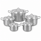 48 Pieces Stainless Steel Casserole Pot Set With Lids, Large Size, 5-Piece Cookwares Set