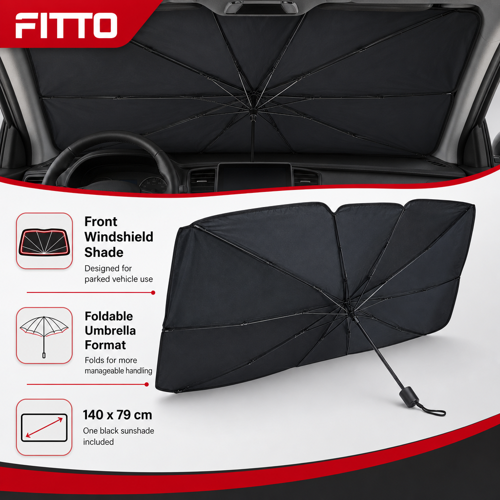 96 Pieces Foldable Car Windshield Sunshades Umbrella, 140 x 79 cm, Black