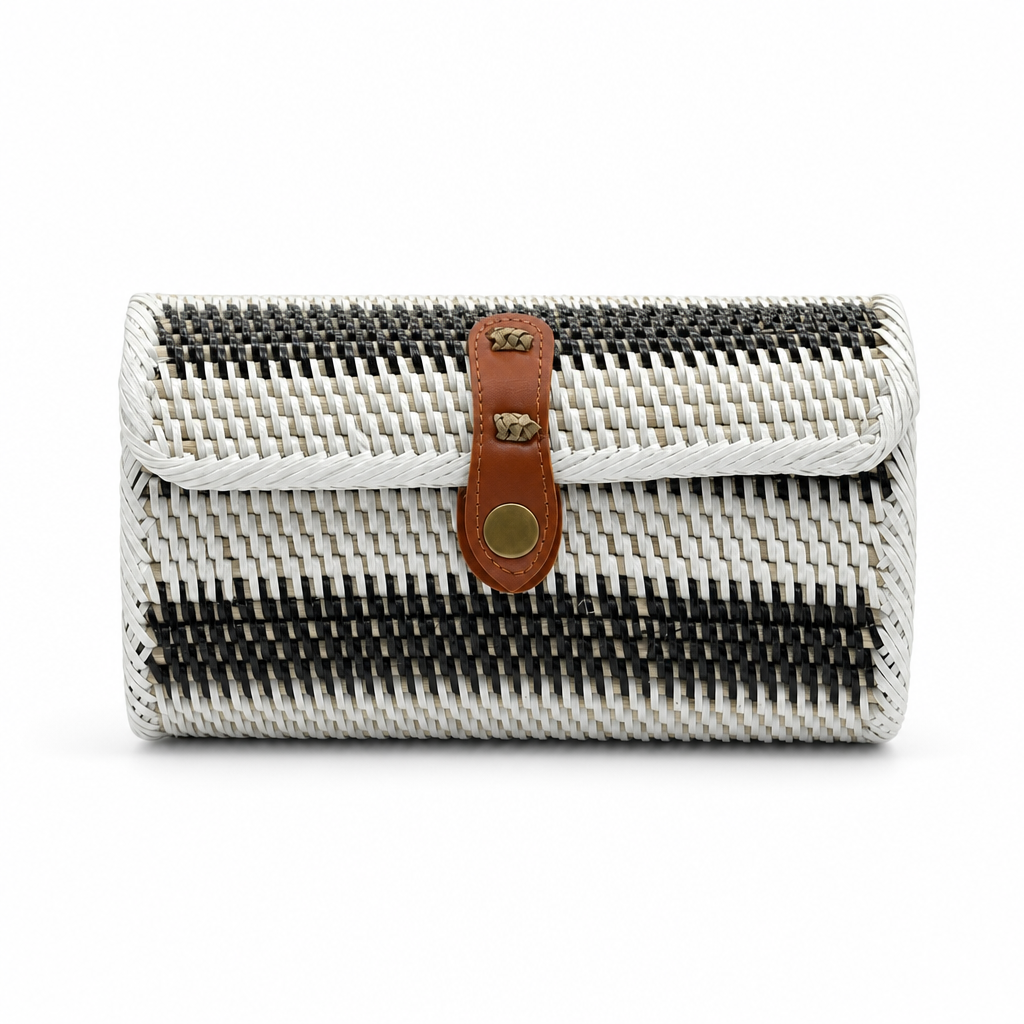 60 Pieces Woven Rectangular Clutch Bag with Strap Closure, 21 x 10 x 6 cm